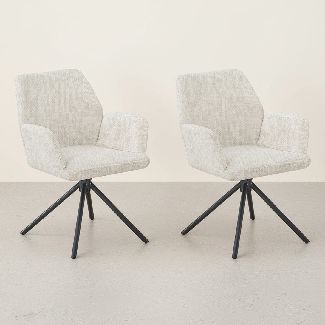 Jett Swivel Dining ArmChairs - Set of 2 - Off White