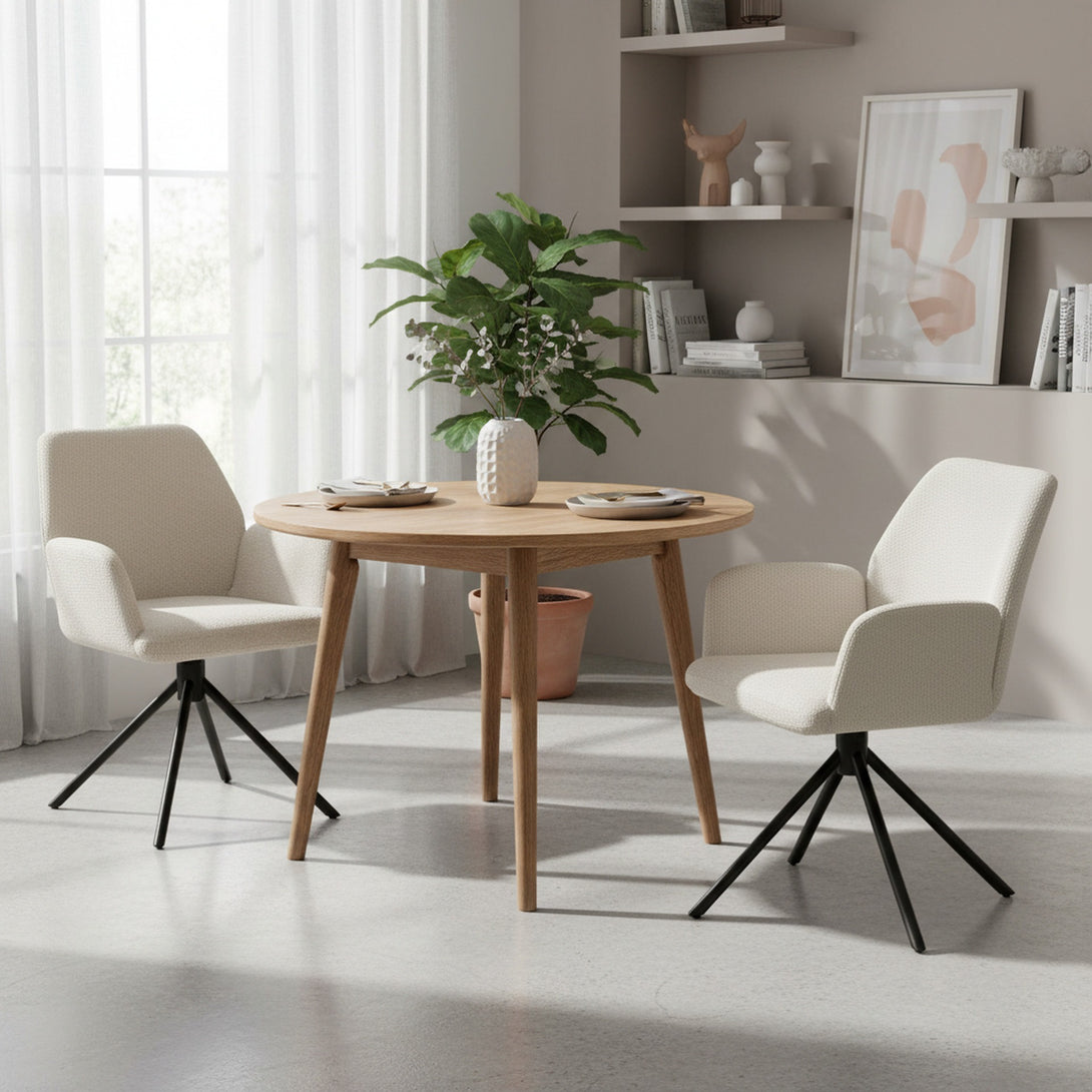 Jett Swivel Dining ArmChairs - Set of 2 - Off White