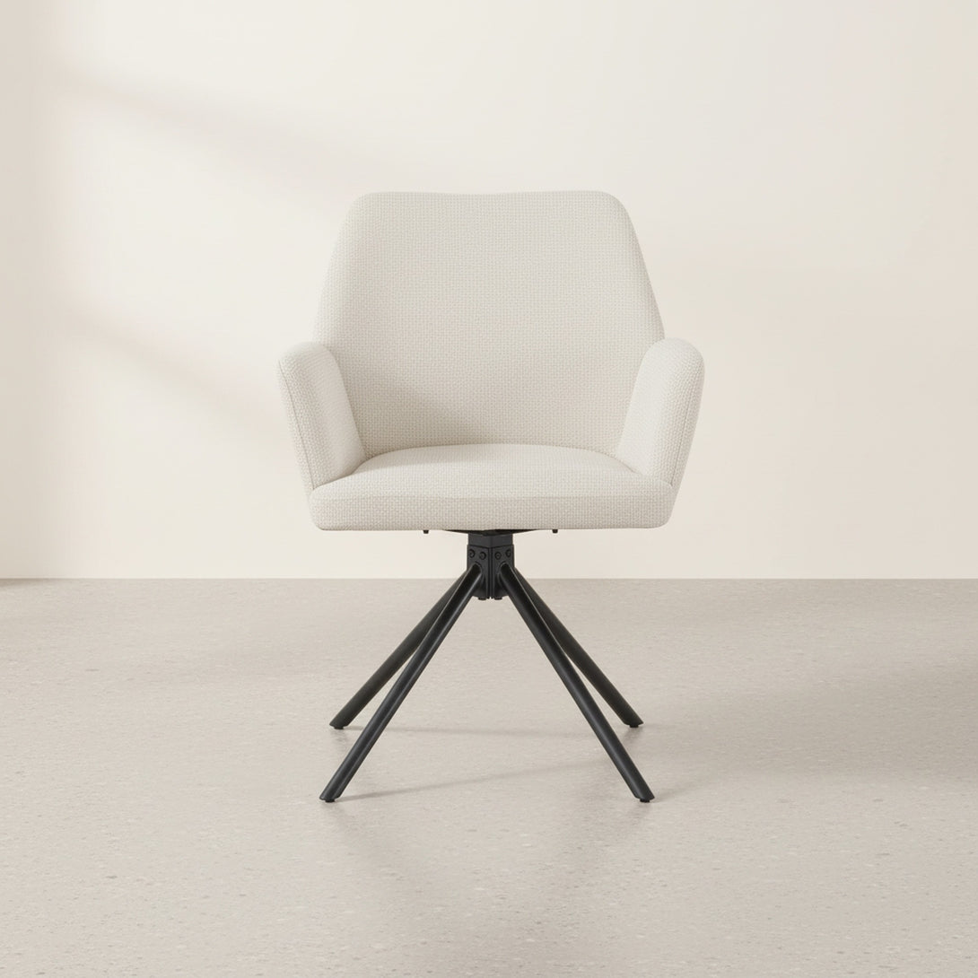 Jett Swivel Dining ArmChairs - Set of 2 - Off White