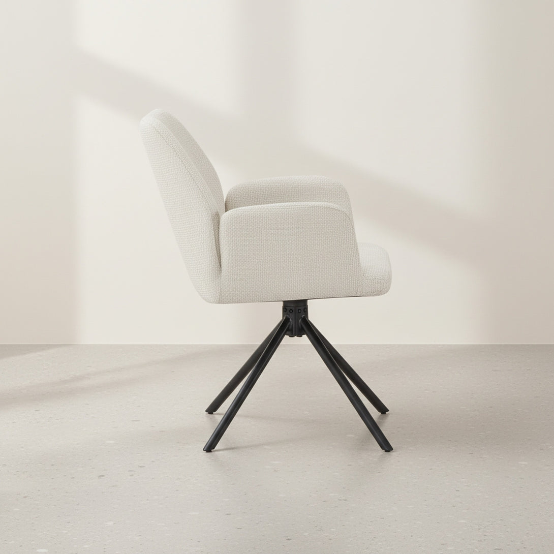 Jett Swivel Dining ArmChairs - Set of 2 - Off White