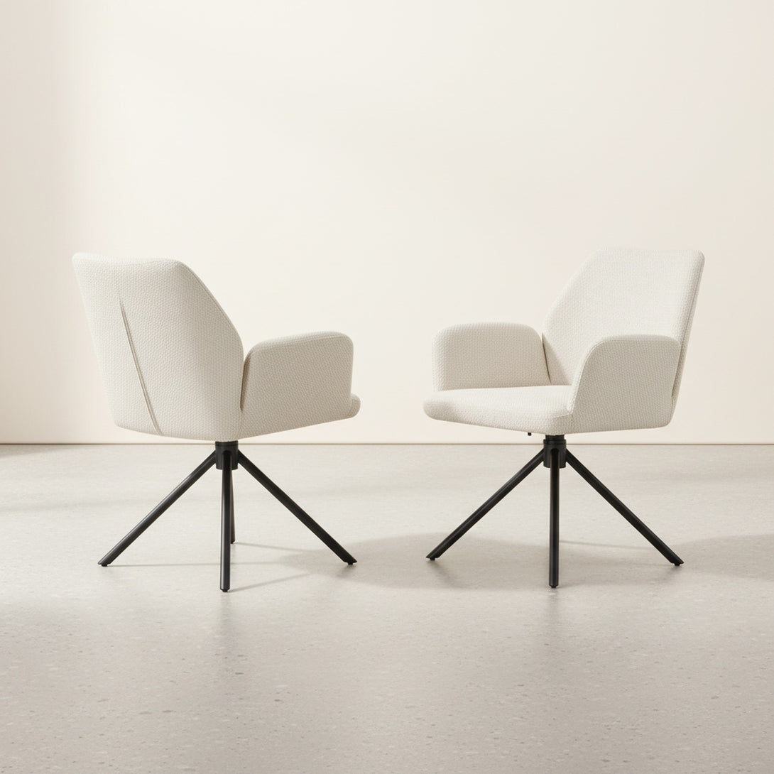 Jett Swivel Dining ArmChairs - Set of 2 - Off White