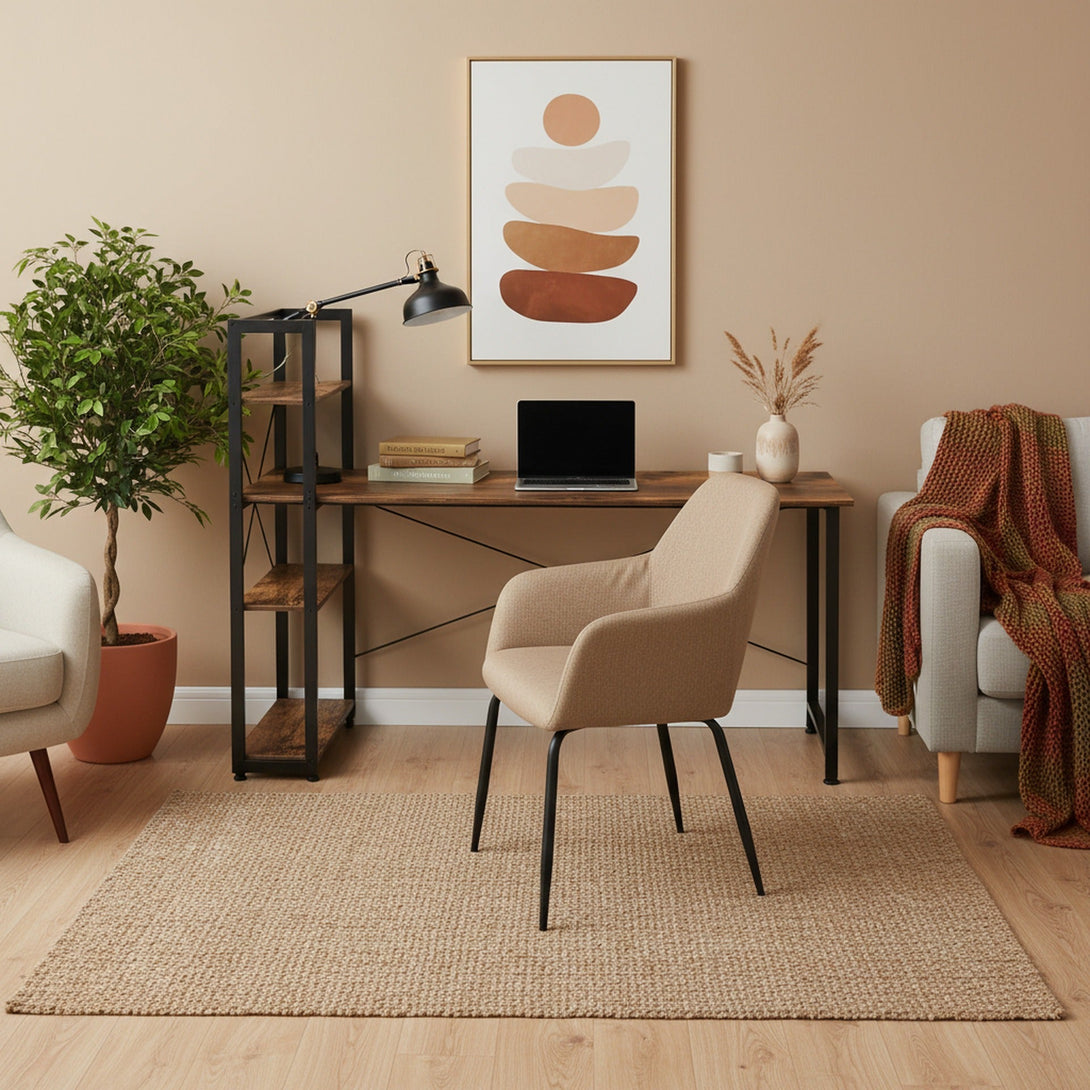Kevin 160cm Computer Desk with Bookshelf - Rustic Brown – Treasurebox