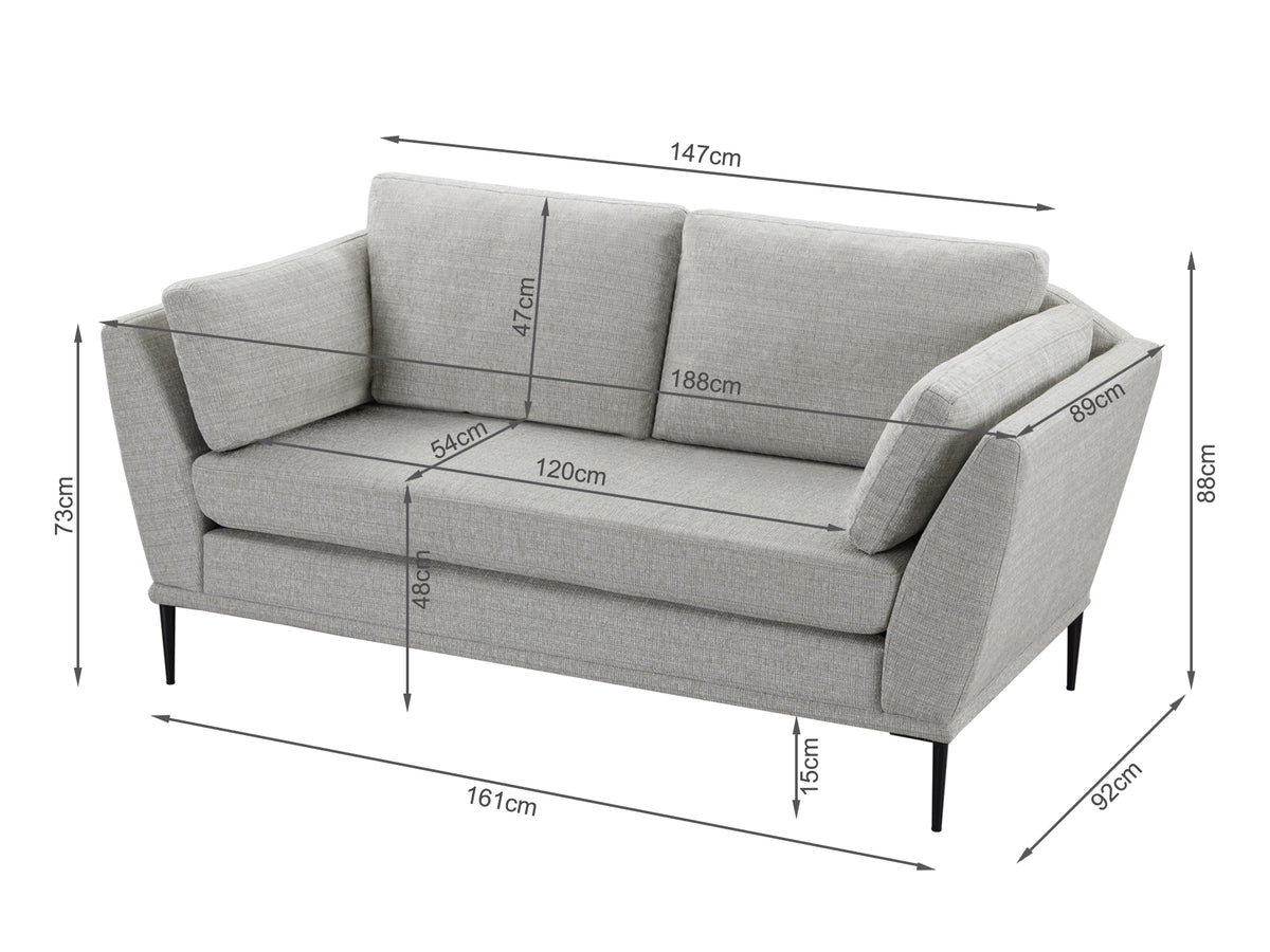 Berlin 2 Seater Sofa - Light Grey