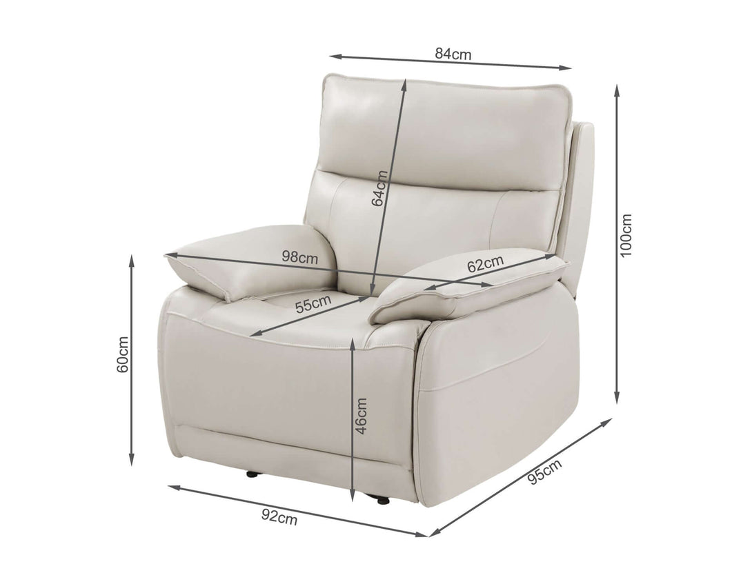 Halcombe Manual Full Leather Recliner Chair - Beige
