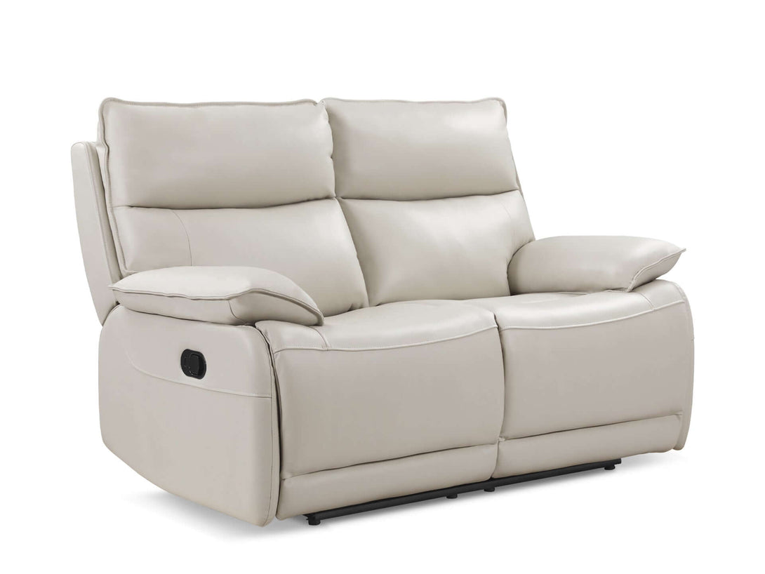 Halcombe Manual Full Leather 2 Seater Recliner Sofa - Beige