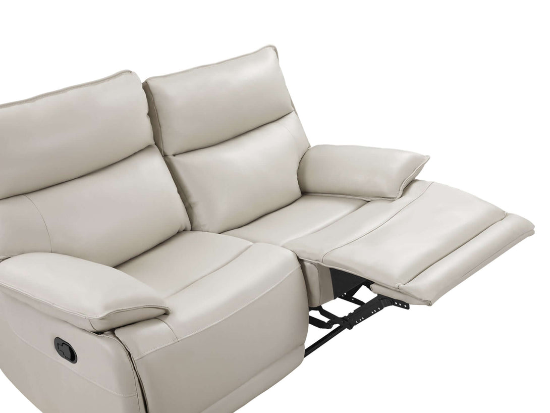 Halcombe Manual Full Leather 2 Seater Recliner Sofa - Beige