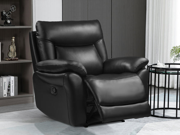 Masterton Manual Full Leather Recliner Chair - Black