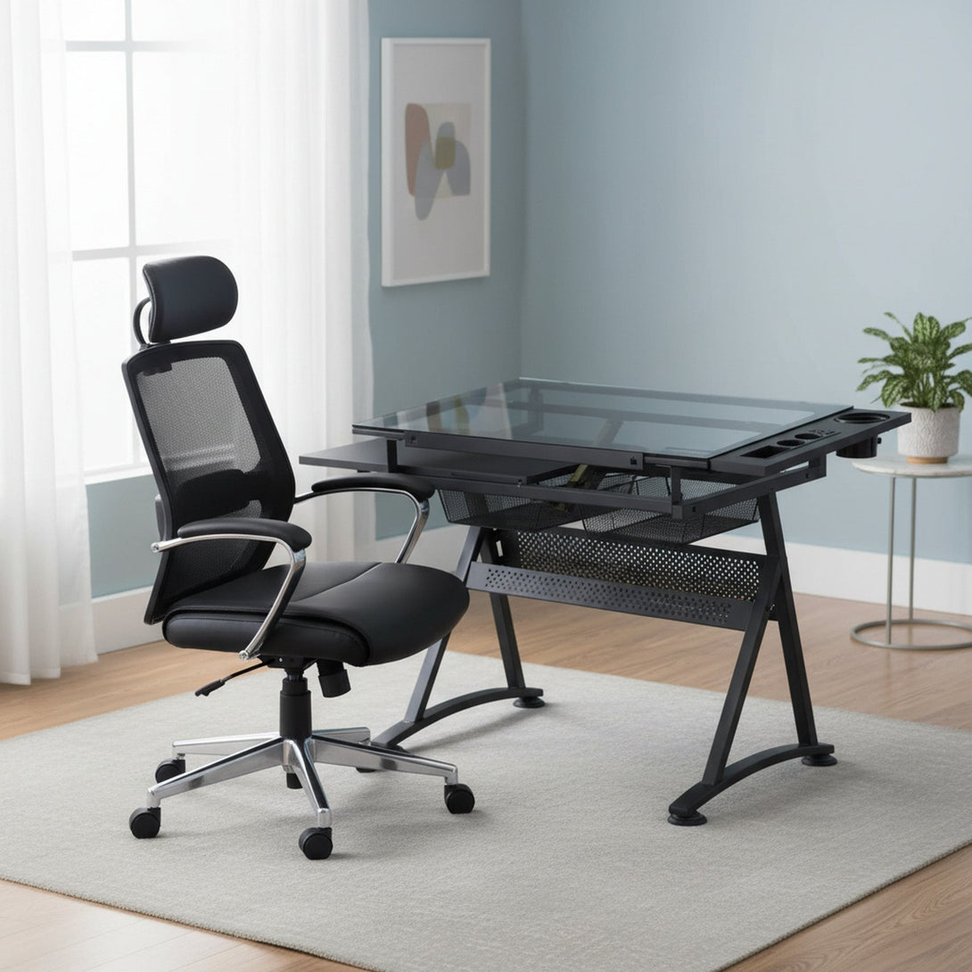 Oliver Height Adjustable Drafting Table - Black