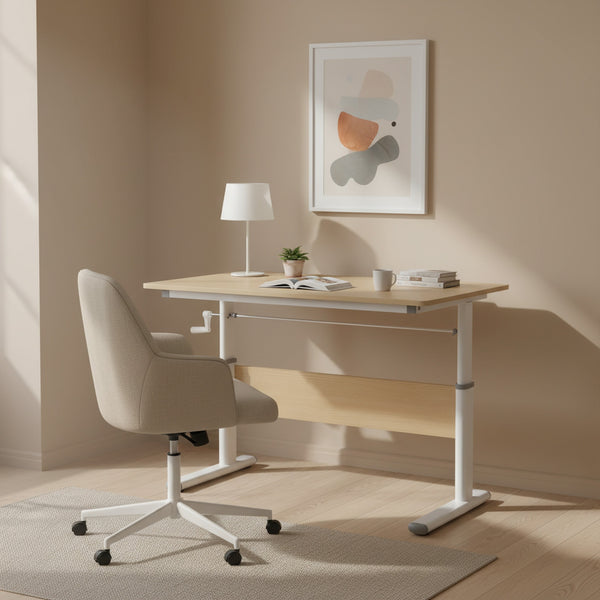 Lucas 100cm Manual Standing Desk - Maple + White