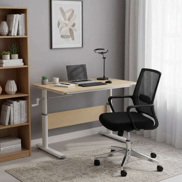 Lucas 100cm Manual Standing Desk - Maple + White