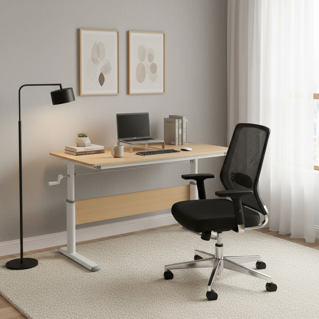 Lucas 120cm Manual Standing Desk - Maple + White
