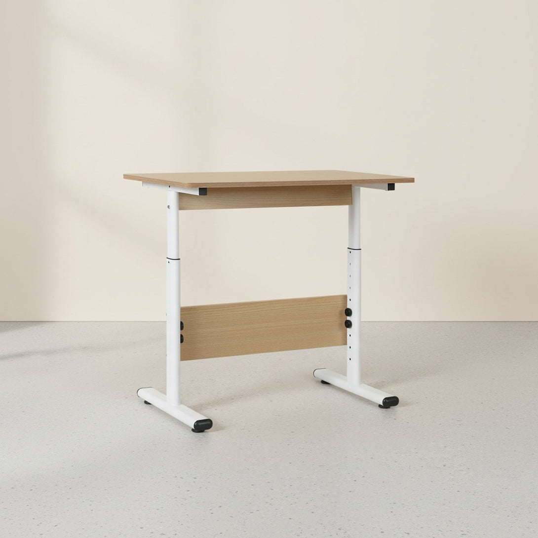 Hector 80cm Height-Adjustable Computer Desk - Maple + White