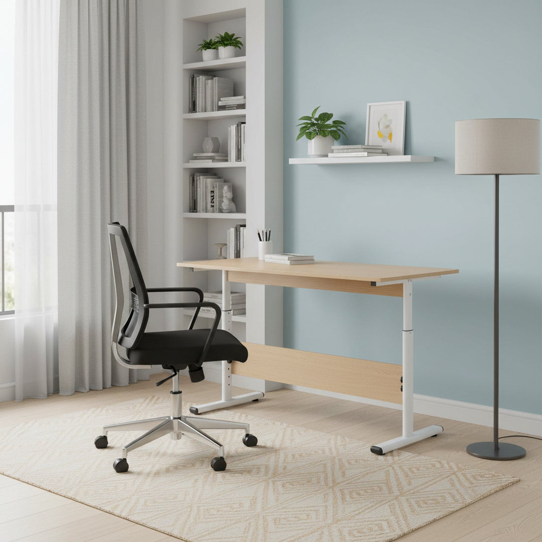 Hector 120cm Height-Adjustable Computer Desk - Maple + White