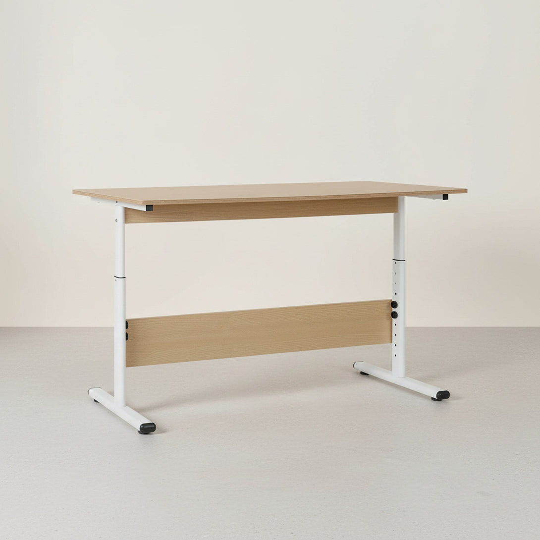 Hector 140cm Height-Adjustable Computer Desk - Maple + White