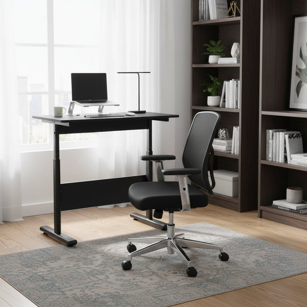 Hector 80cm Height-Adjustable Computer Desk - Black