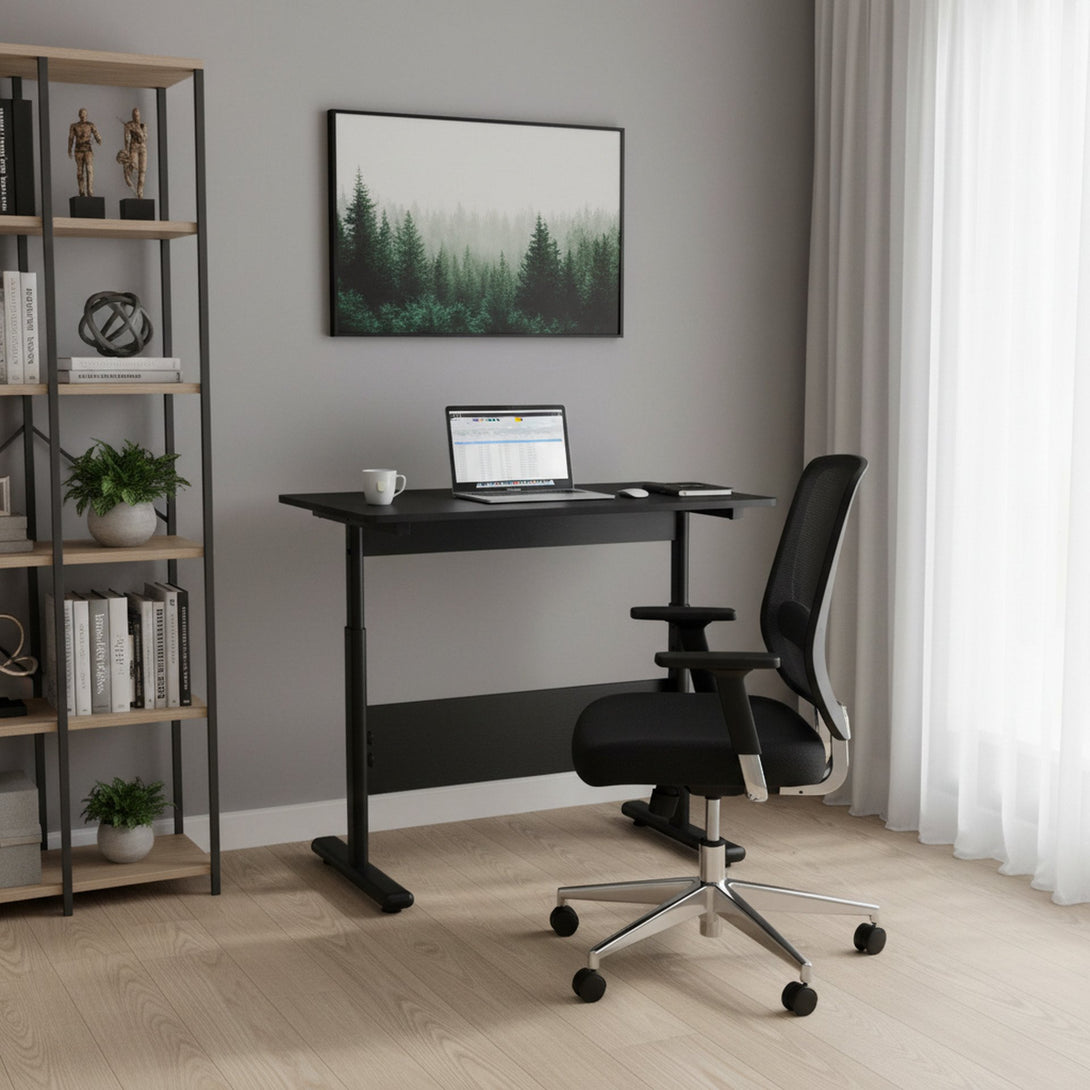 Hector 80cm Height-Adjustable Computer Desk - Black