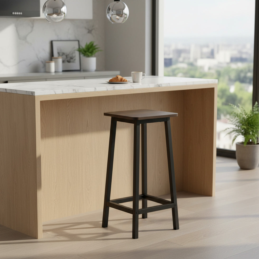 Ian Metal Bar Stool - Rustic Brown + Black