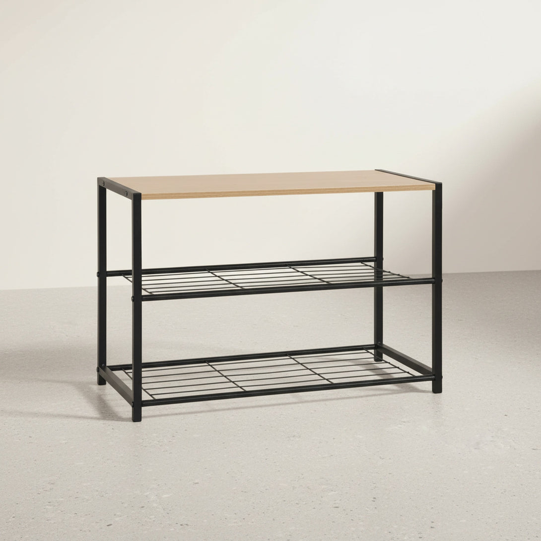 Milton 3 Tier Storage Shelf - Maple + Black