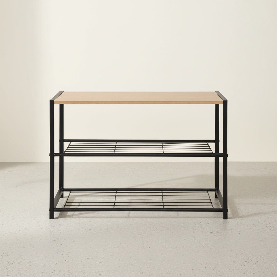 Milton 3 Tier Storage Shelf - Maple + Black