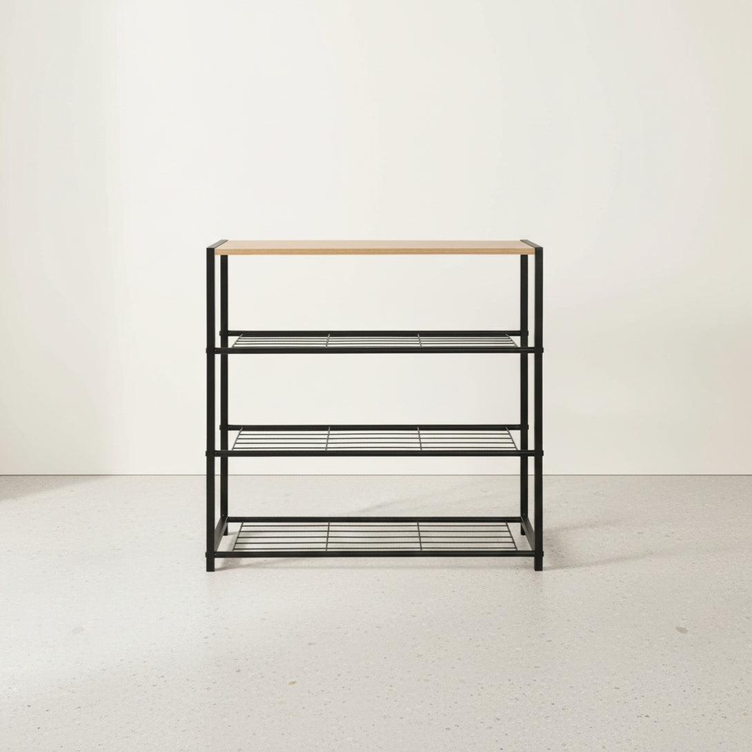 Milton 4 Tier Storage Shelf - Maple + Black