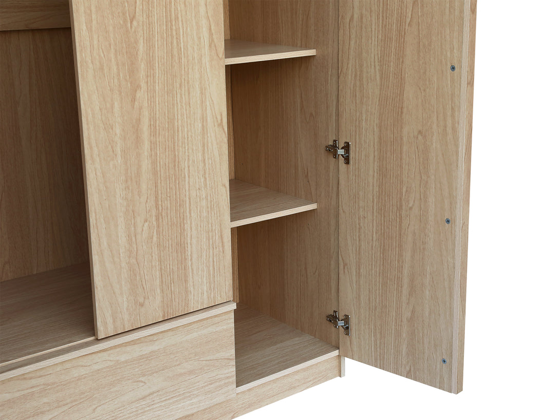 Benny 3 Door Wardrobe with Drawer - Light Teak