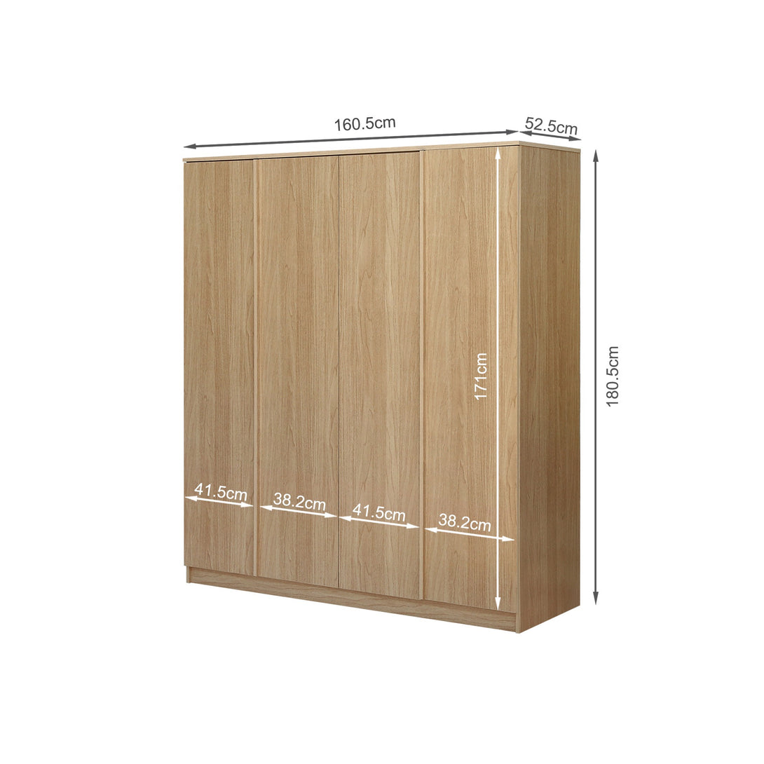 Benny 4 Door Wardrobe - Light Teak