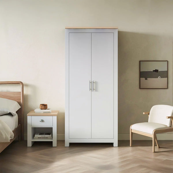 Tegan 2 Door Wardrobe - Light Teak + White