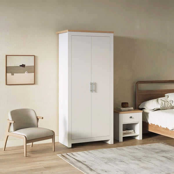 Tegan 2 Door Wardrobe - Light Teak + White