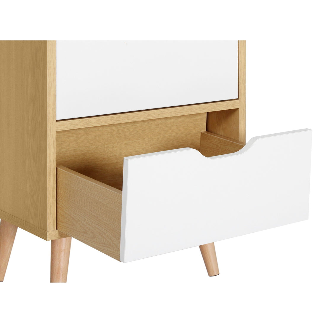 LOY Bedside Table - Maple + White
