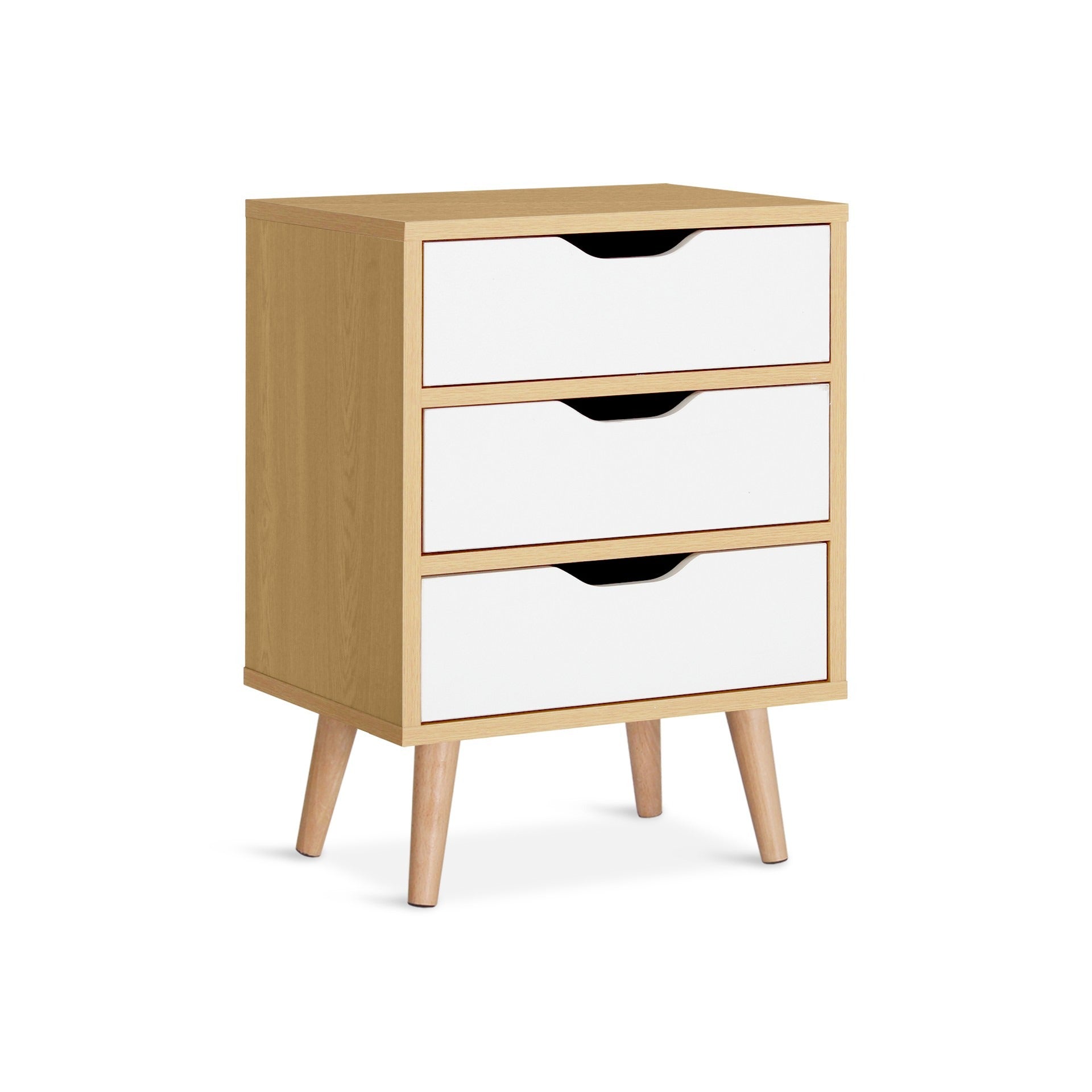 DREW Bedside Table - Maple + White – Treasurebox