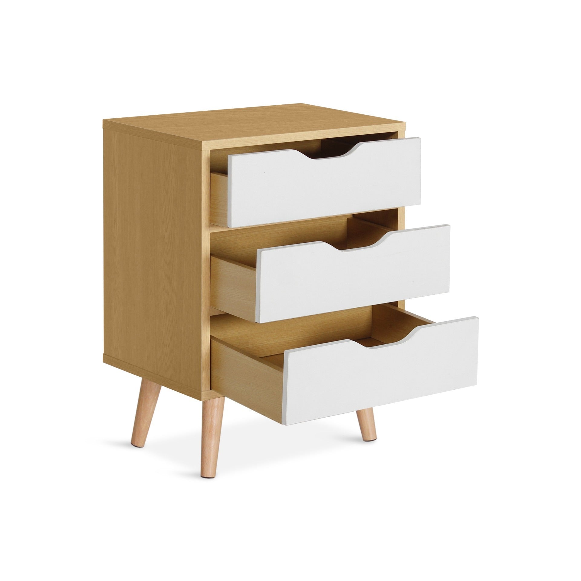 DREW Bedside Table - Maple + White – Treasurebox