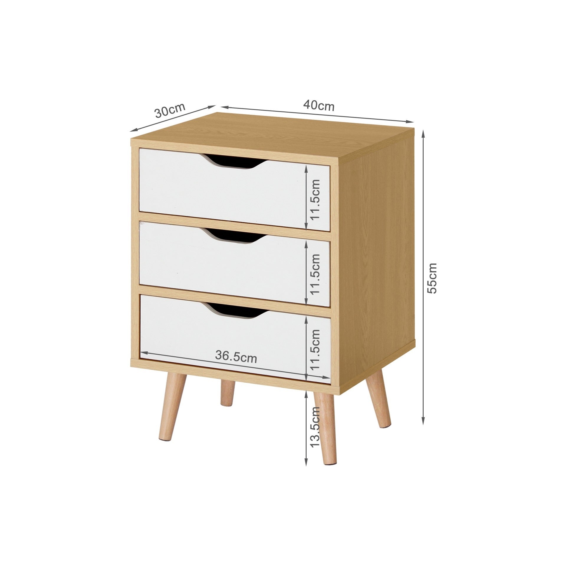 DREW Bedside Table - Maple + White – Treasurebox