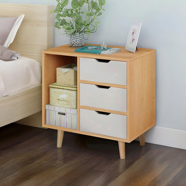 LUCA Bedside Table - Maple + White