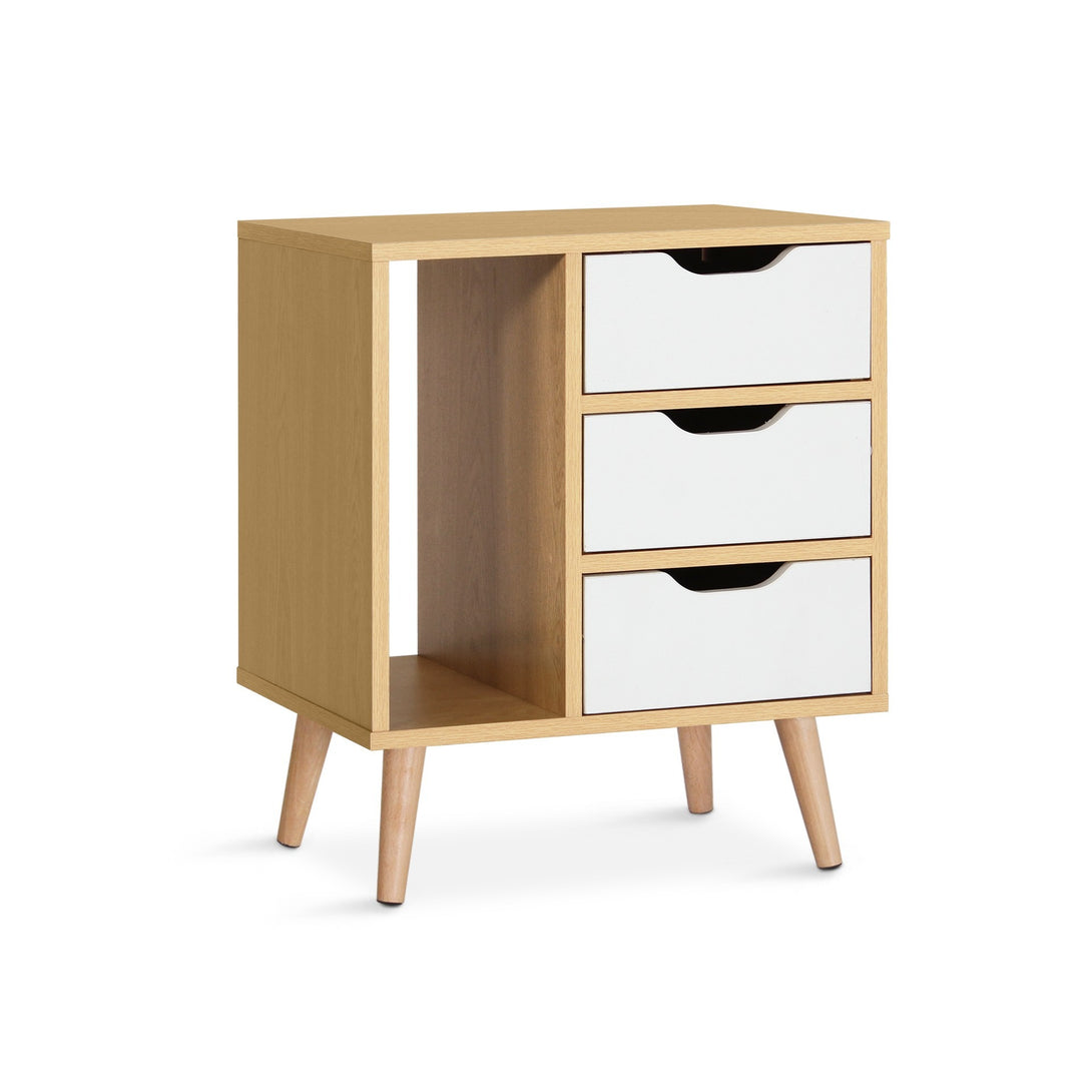 LUCA Bedside Table - Maple + White