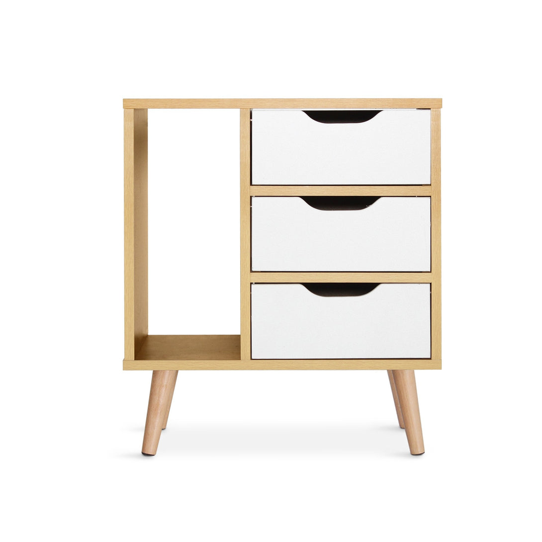 LUCA Bedside Table - Maple + White