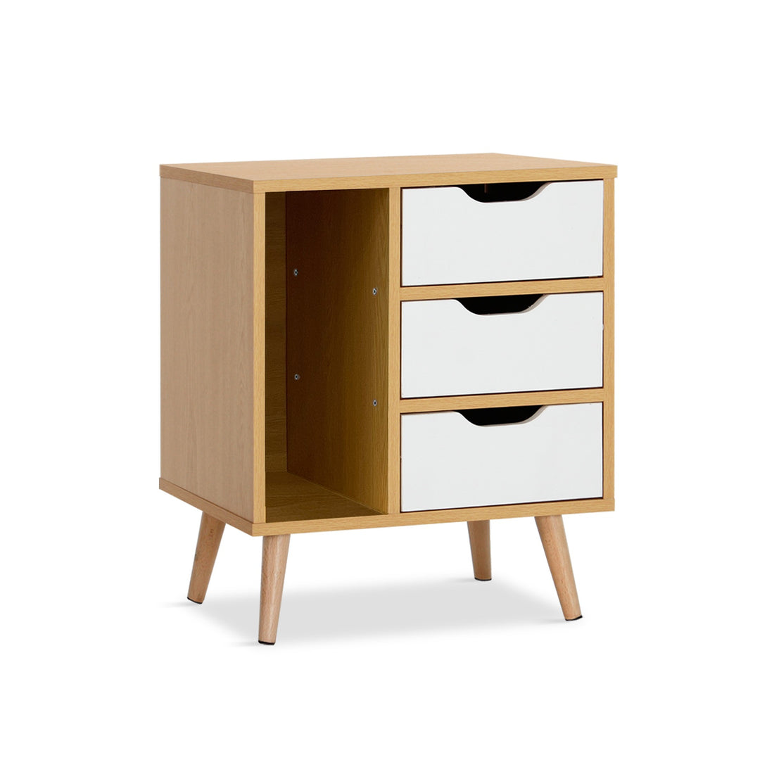 LUCA Bedside Table - Maple + White
