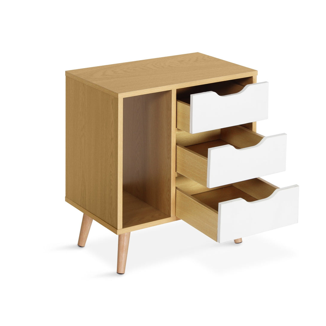 LUCA Bedside Table - Maple + White