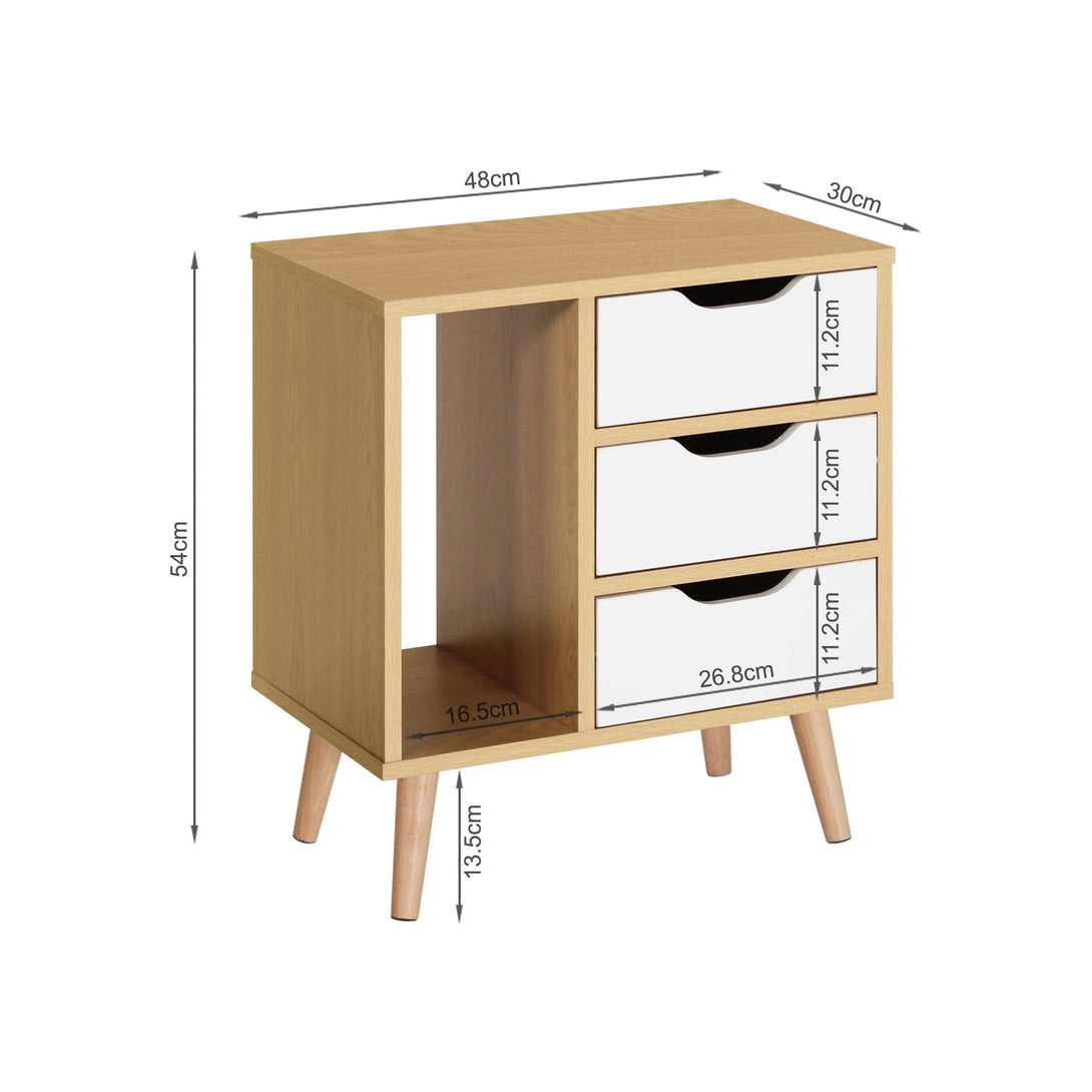LUCA Bedside Table - Maple + White