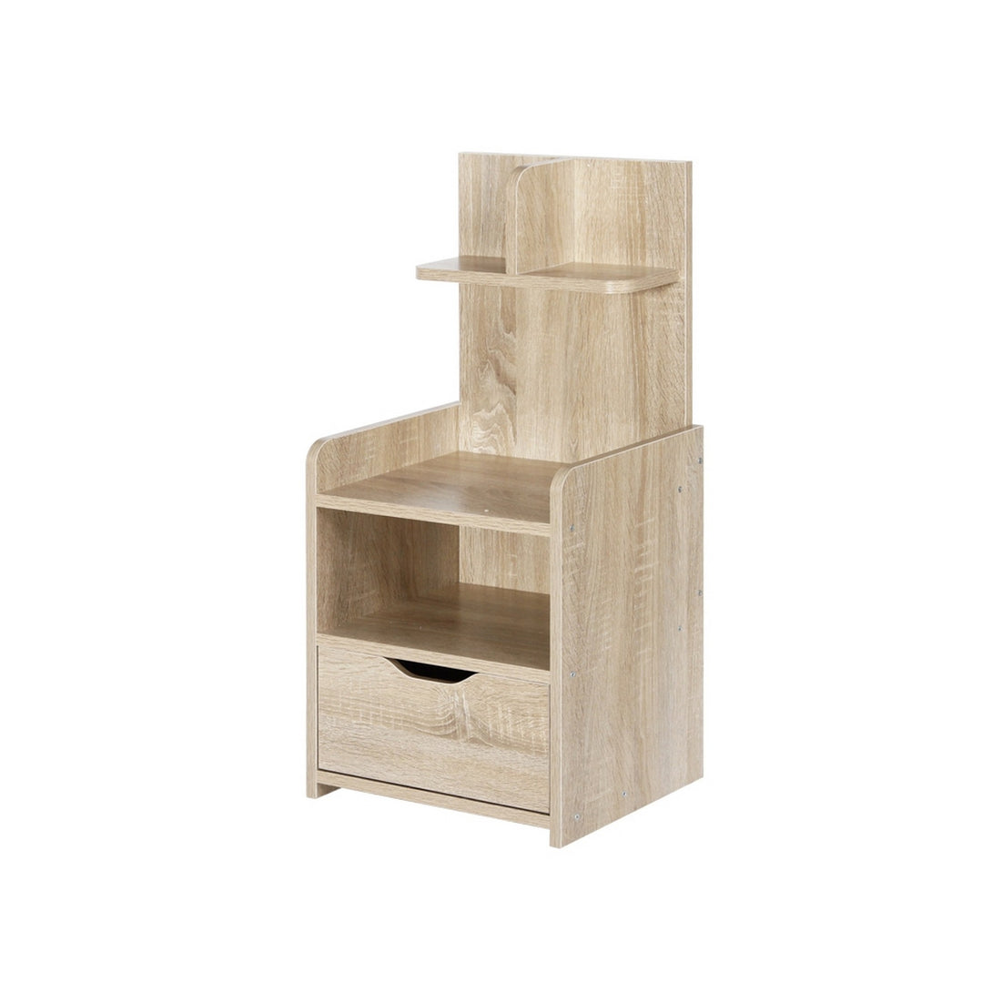 VIVIAN Bedside Table with Shelves - Oak