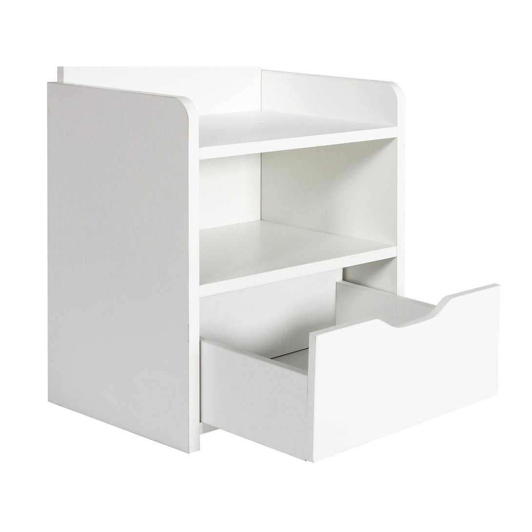 VIVIAN Bedside Table with Shelves - White