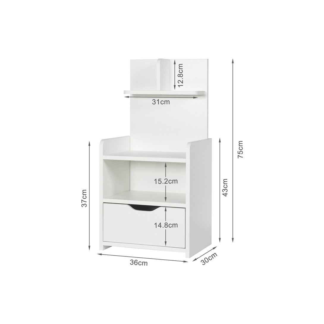 VIVIAN Bedside Table with Shelves - White