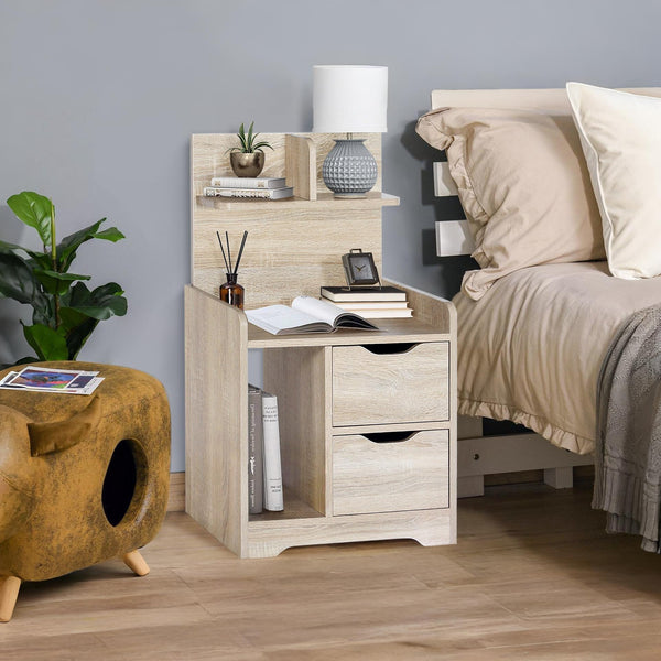 FINN Bedside Table with Shelves - Oak
