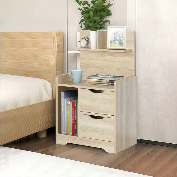 FINN Bedside Table with Shelves - Oak