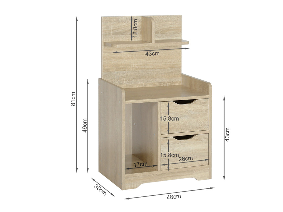 FINN Bedside Table with Shelves - Oak