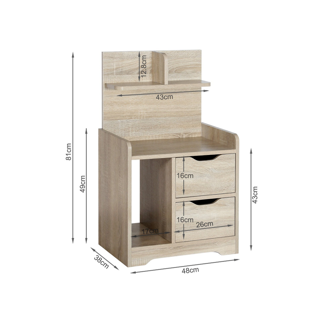 FINN Bedside Table with Shelves - Oak