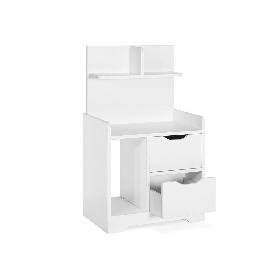FINN Bedside Table with Shelves - White