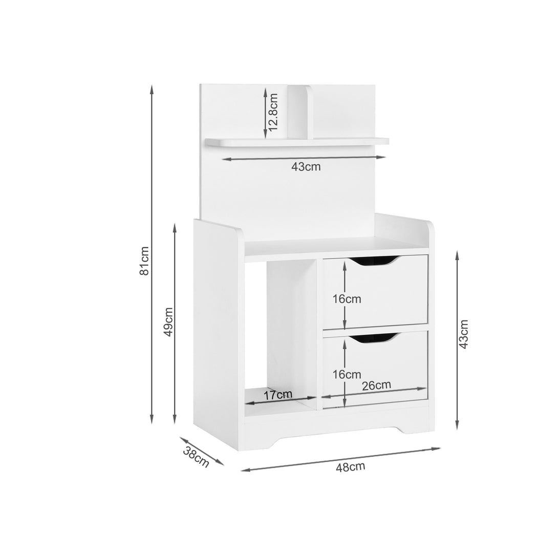 FINN Bedside Table with Shelves - White