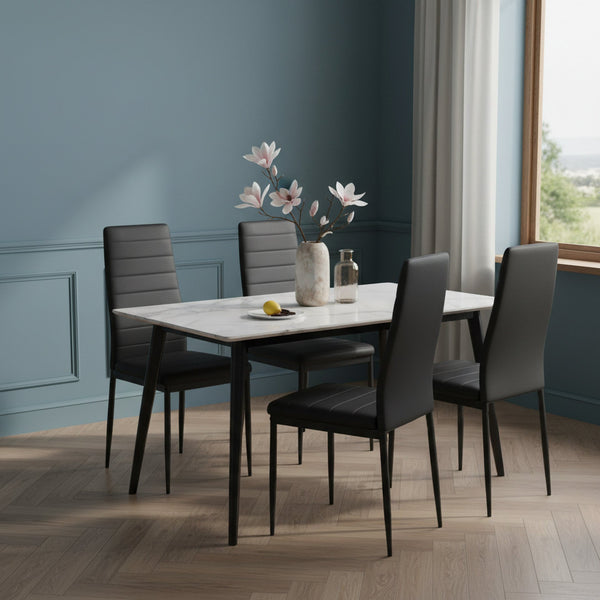 Ethan PU Leather Dining Chair - Set of 4 - Black 