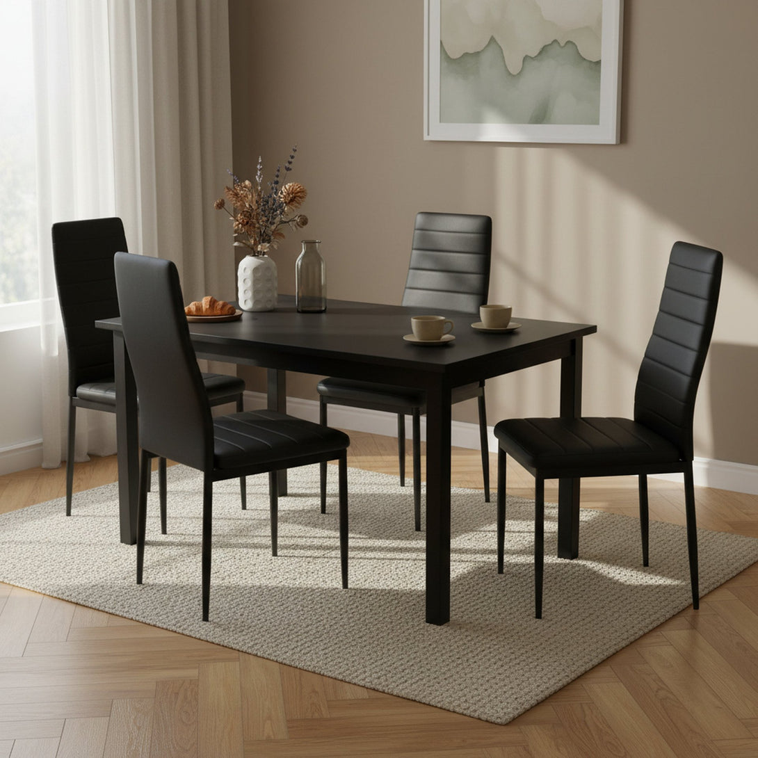 Ethan PU Leather Dining Chair - Set of 4 - Black 