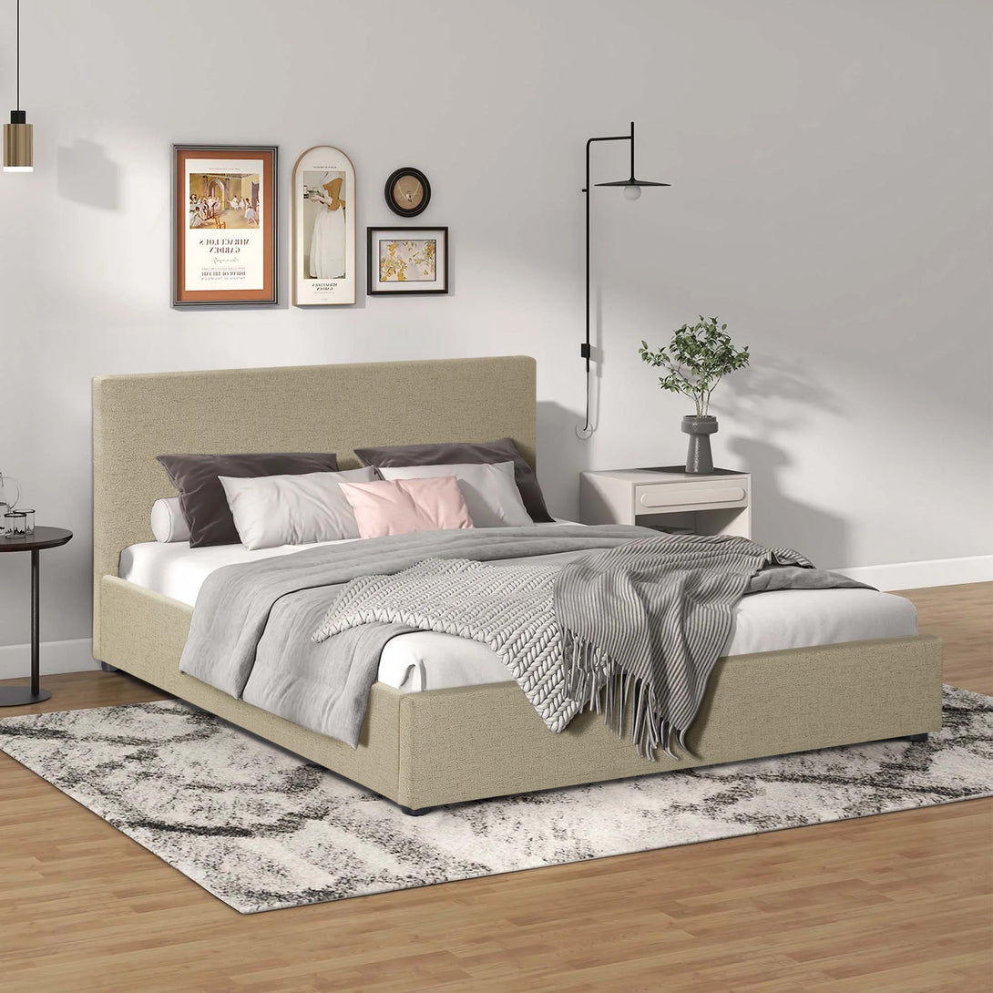 Violet Queen Gas Lift Bed Frame - Beige